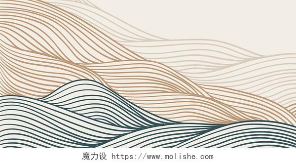 中国风彩色古风简约色彩曲线线条展板背景